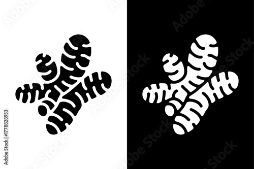 Turmeric Root Silhouette Icon. Minimal Vector Design Illustration Isolated on White Background