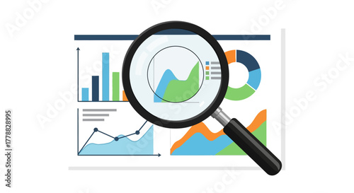 Magnifying Glass Over Graphs Examining Financial Data and Business Analytics for Insights