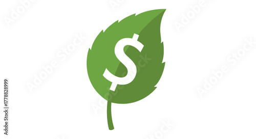 Eco-friendly Investments A Leaf with a Dollar Sign Symbolizing Green Finance and Growth