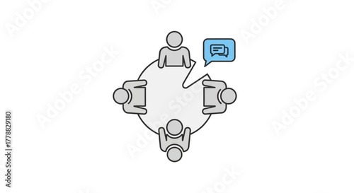 Strategic business meeting icon symbolizing team collaboration, communication, and idea exchange for collective success