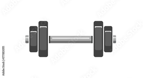 Graphic illustration of a classic dumbbell, symbolizing strength, fitness, and effective physical exercise for home or gym workouts