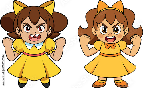 angry girl cartoon, emotional child vector, frustration kid clipart, expressive female character, moody girl art, reaction illustration design, upset young girl, emotional expression art, dramatic kid