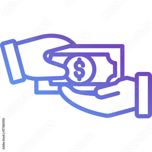 Gradient Line Payment Icon – Modern Outline of Cash Transaction for Finance and Business Apps