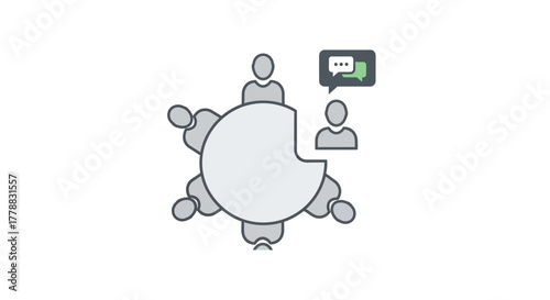 Vector icon of a business team meeting and online presentation with a remote speaker
