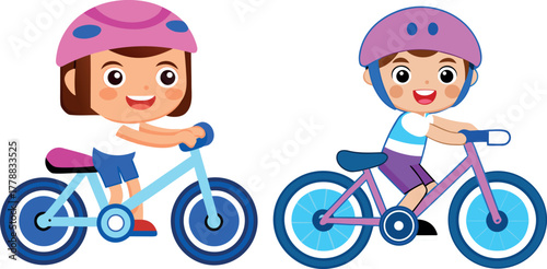  girl riding bicycle, kids outdoor activity, cycling girl vector, healthy lifestyle clipart, children exercise art, outdoor fun concept, transportation by bike illustration, summer recreation design, 