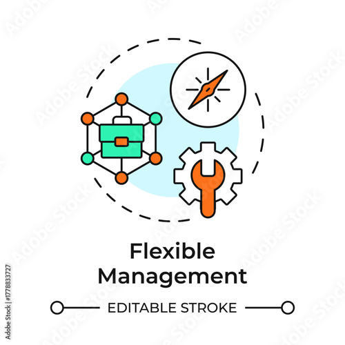 Flexible management multi color concept icon. Owners participation. Benefit of LLC. Business development. Round shape line illustration. Abstract idea. Graphic design. Easy to use in infographic