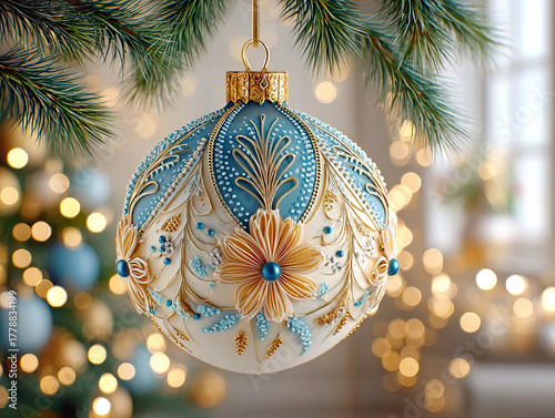a delicate blue Christmas o...