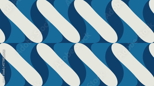 Blue background with white rounded rectangles in a repeating diagonal pattern design element artful style