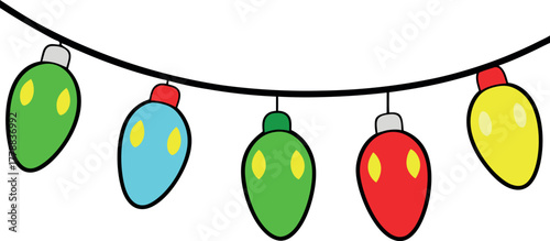 colorful decorative lights, festive lamp illustration, holiday decoration vector, glowing bulb garland, celebration decor art, Christmas lights clipart, party hanging lamps, illumination design, brigh
