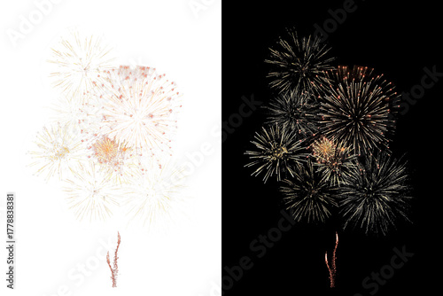 Festive fireworks on a transparent background. New Year's Eve, Christmas.	