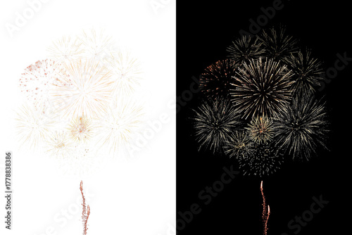 Festive fireworks on a transparent background. New Year's Eve, Christmas.	