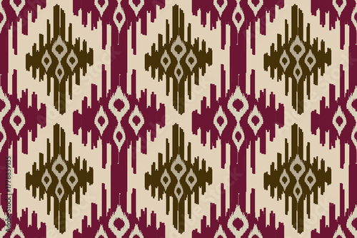 ikat Abstract Ethnic art. Seamless pattern in tribal, folk embroidery, and Mexican style. Aztec geometric art ornament print.Design for carpet, cover.wallpaper, wrapping, fabric, clothing	