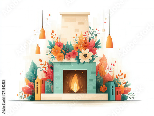simple fireplace illustration