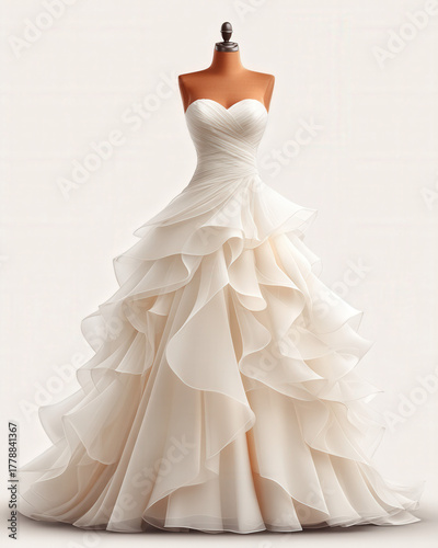 wedding dress isolated on w...