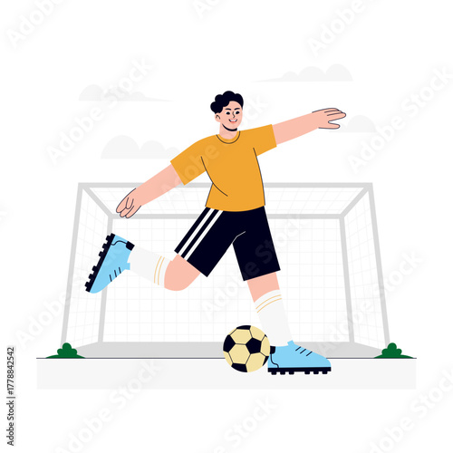 Boy playing soccer Illustration