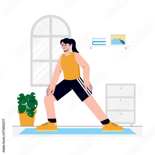 Girl doing lunges workout Illustration