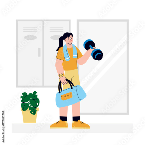 Wearing fitness outfit & stuff Illustration