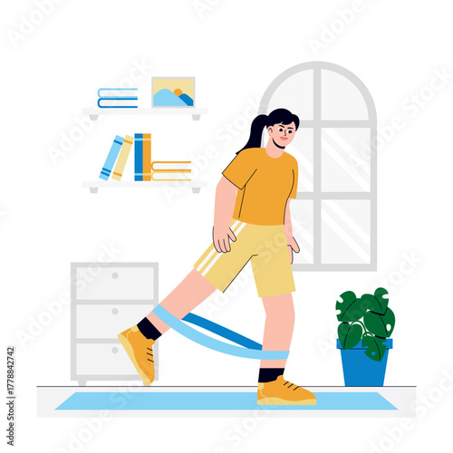 Girl stretching band Illustration