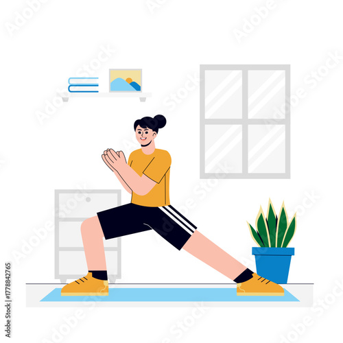 Girl doing side lunges Illustration