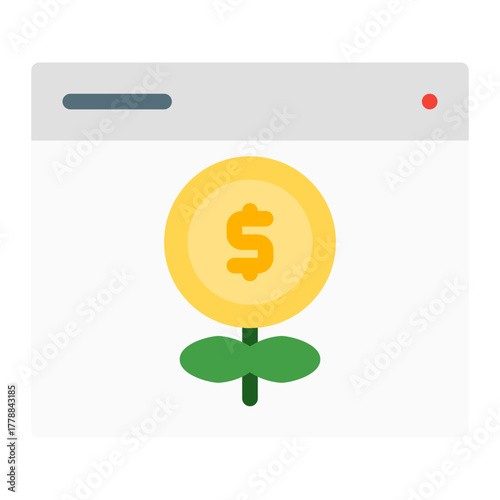 growth money service.  This is a vector single icon with a flat style. Suitable for any purpose, such as website design, mobile app design, logo design, pattern design, etc.