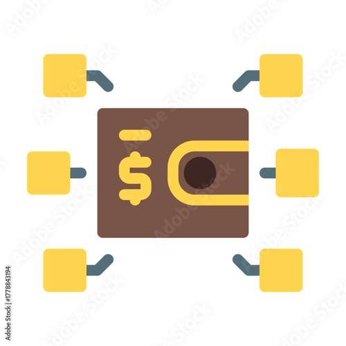 Online Wallet Service.  This is a vector single icon with a flat style. Suitable for any purpose, such as website design, mobile app design, logo design, pattern design, etc.