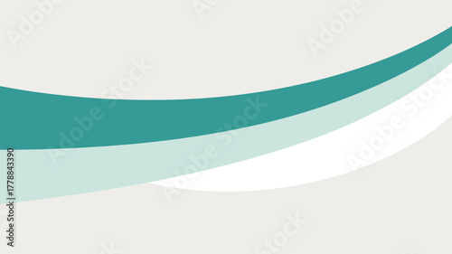 Abstract background featuring curved teal light blue and white bands over a cream colored surface