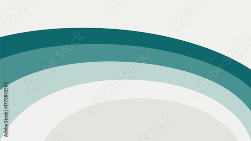 A curved abstract background with shades of teal and white in a layered design on a light background