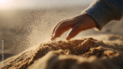 Fototapeta Naklejka Na Ścianę i Meble -  Hand touching sand dunes