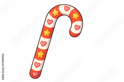 Wallpaper Mural Candy cane with red stripes, yellow stars, and pink hearts vector illustration, transparent background Torontodigital.ca