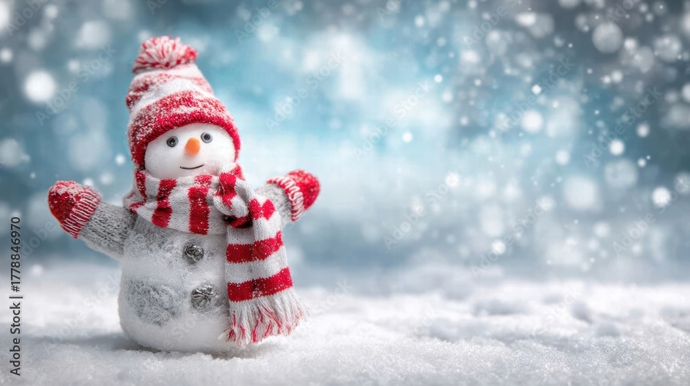 Fototapeta premium a snowman standing in a snowy field