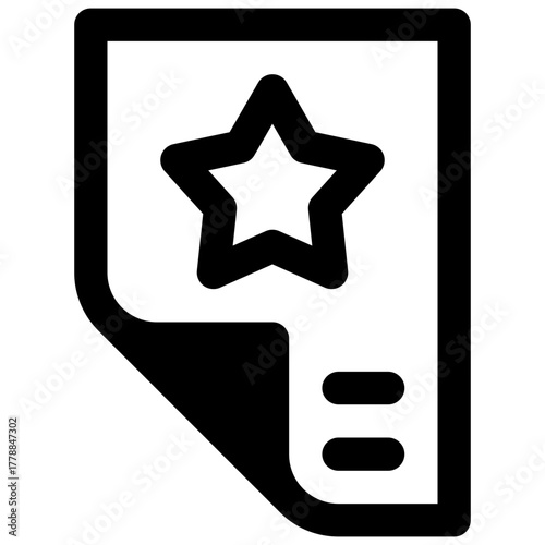 Feature story. Outlined stroke vector icon with black-filled details.