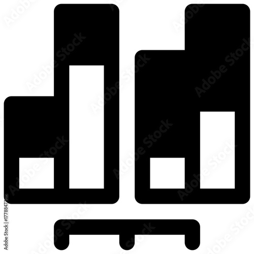 Infographic. Outlined stroke vector icon with black-filled details.