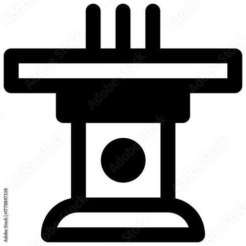 Politics. Outlined stroke vector icon with black-filled details.