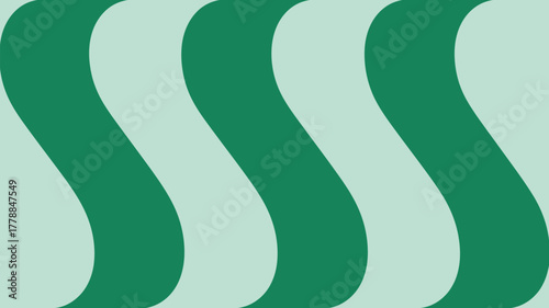 A pattern of green wavy shapes alternating with light green shapes in a repeating design