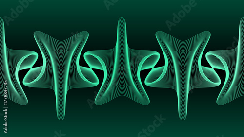 Abstract background featuring curved turquoise lines on a dark gradient surface