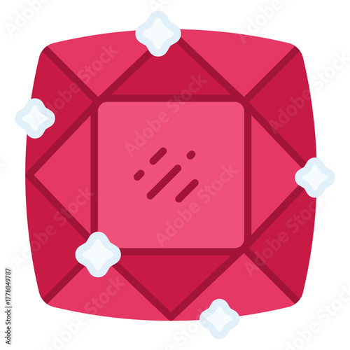 Ruby with sparkle vector icon. Jewelry icon flat style. perfect use for logo, presentation, website, and more. modern icon design color style