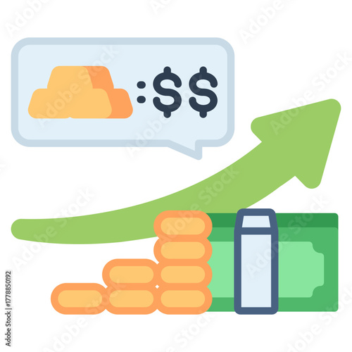 Gold Price Up vector icon. Jewelry icon flat style. perfect use for logo, presentation, website, and more. modern icon design color style