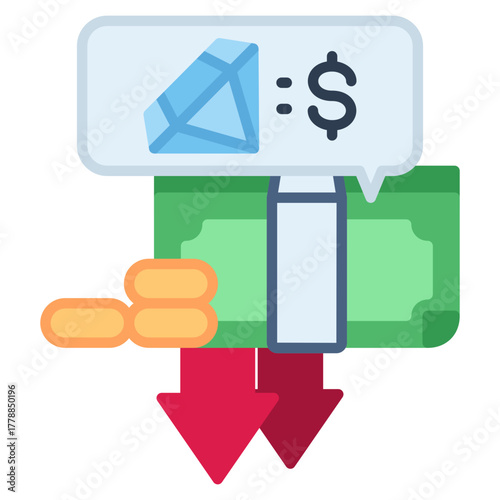 Jewelry Price Down vector icon. Jewelry icon flat style. perfect use for logo, presentation, website, and more. modern icon design color style