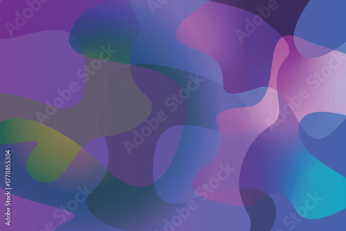 Abstract flowing shapes in vibrant shades of purple blue and green with soft gradients