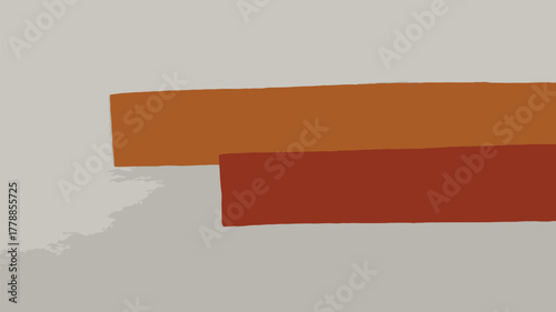 Two rectangular shapes in shades of brown overlapping on a light gray surface background view
