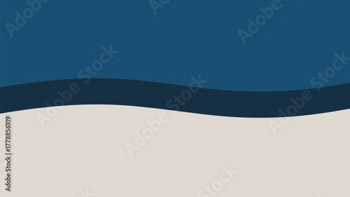 Abstract background with dark blue and beige wavy shapes creating a smooth and calming visual design