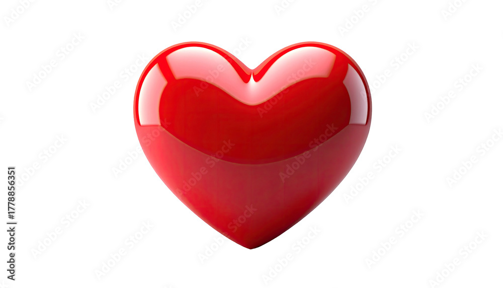 Fototapeta premium Glossy, red heart isolated against a solid black background