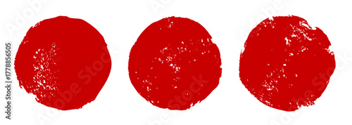 赤い落款のセット。ベクターの丸いスタンプ素材。