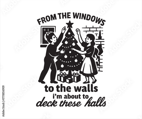 Christmas Song Lyric Typography Design Vector