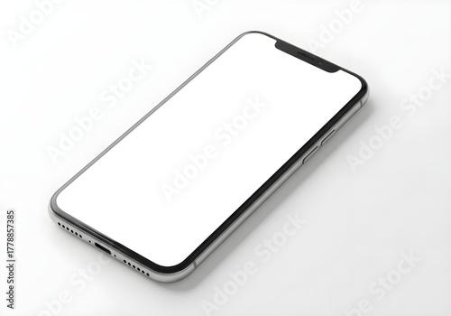 Isolated black blank screen smartphone for digital mobile technology display