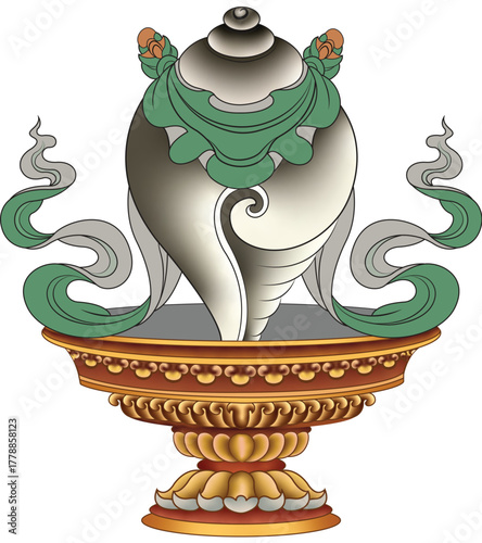 Tashi Zedgay, TIbetan Auspicious symbol, tibetan illustration, tibetan design, tibetan vector art, tibetan wallpaer design.