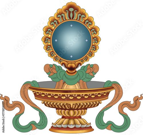 Tashi Zedgay, TIbetan Auspicious symbol, tibetan illustration, tibetan design, tibetan vector art, tibetan wallpaer design.