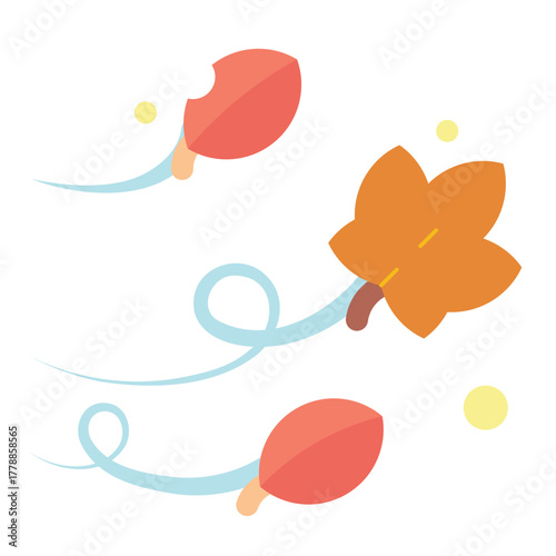 flying leaves flat icon