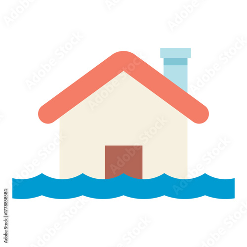 flooded house flat icon
