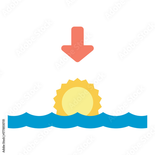 sunset at sea flat icon